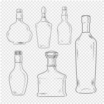 Bottles set on transparent background Illustrazione stock
