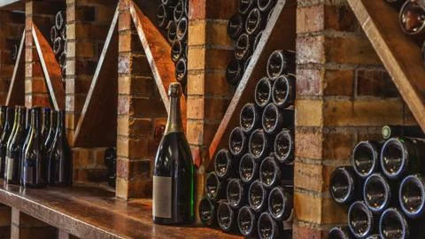 Bottles on the shelf. Stock Photos