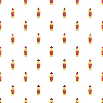Bottles with sombreros creating a seamless pattern Stock Illustration