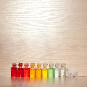Bottles of Spa essential oils for aromatherapy. Stock Photos