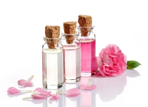 Bottles of Spa essential oils for aromatherapy Stock Photos