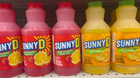 Bottles of Sunny D fruit drink Stock-Footage 267047862