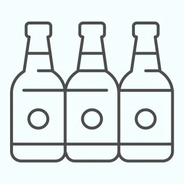 Bottles thin line icon. Three empty glass bottles vector illustration isolated Stock Illustration