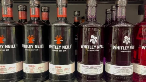 Bottles of Whitley Neill gin Vídeo Stock 259235550