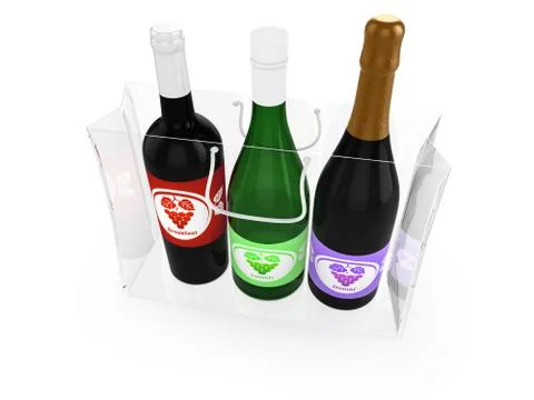 The bottles of wine in a bag Illustrazione stock