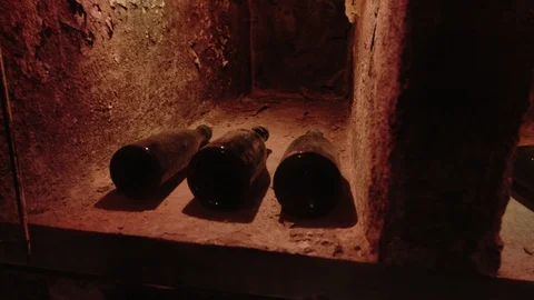 Bottles of wine in the cellar 库存影片 94908405