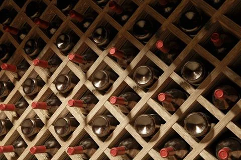 Bottles in a wine cellar Stock Illustration