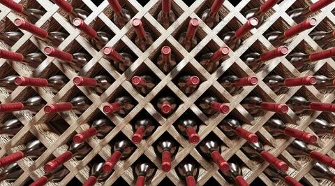 Bottles in a wine cellar Stock Illustration