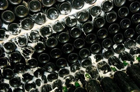 Bottles in wine cellar Stock Photos