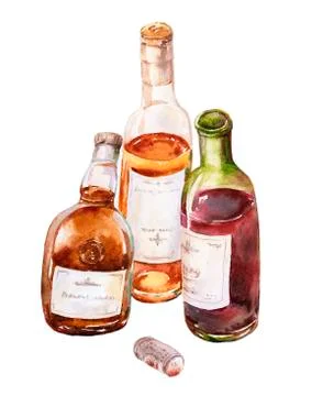 Bottles of Wine Stock Illustration