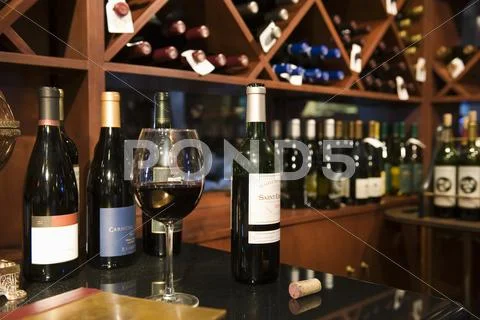 Bottles In Wine Shop Stock Photos