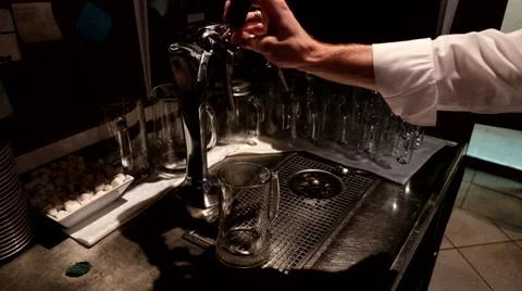 Bottling the beer in the bar Stock Footage 53472947