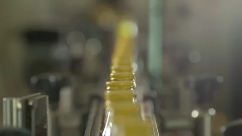 Bottling Conveyor Filled Bottles Stock-Footage 124393589