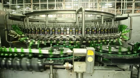 Bottling factory production line Stock Footage