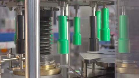 Bottling of lemonade in plastic bottles. Lemonade bottle conveyor industry. Video stock 76346919