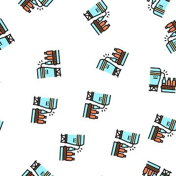 Bottling maple syrup conveyor vector seamless pattern Illustrazione stock