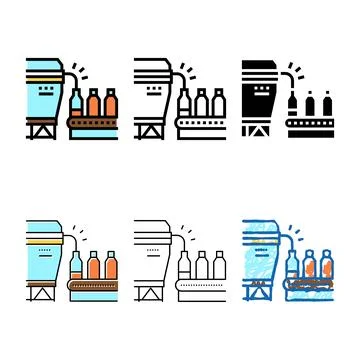 Bottling modern maple syrup conveyor color icon vector Stock Illustration