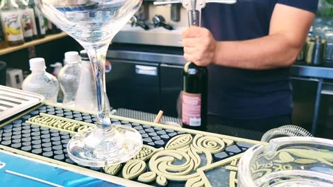Bottling of red bottled wine in a glass Stock Footage 292577538