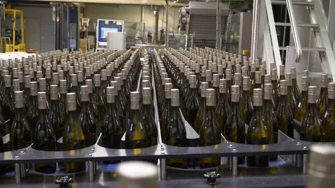 Bottling of wine bottles Stock Footage 85864248