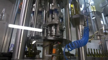 Bottling of wine bottles Stock Footage 85864250