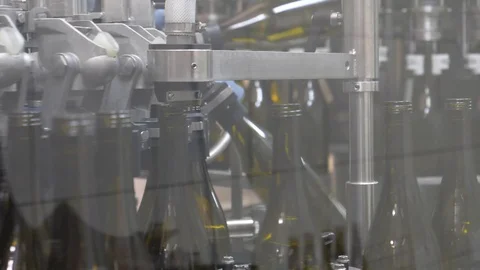 Bottling of wine bottles Stock Footage 85864253