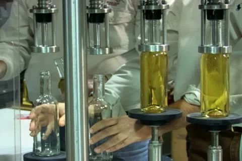 Bottling wine in a small winery Stock Footage