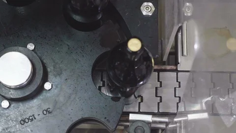 Bottling at winery top view Stock Footage 94087363
