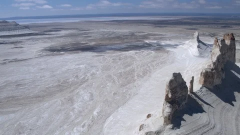 The bottom of the ancient dried up Tethys ocean remains of the salt mountains Stock Footage 123585996