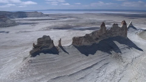 The bottom of the ancient dried up Tethys ocean remains of the salt mountains Stock Footage 123586816