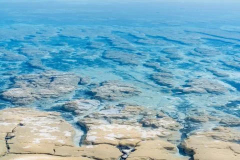 The bottom and surface with crystal clean water of Salda Lake in Turkey. Travel Stock Photos