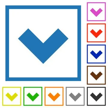 Bottom angle arrow solid flat framed icons Stockillustratie