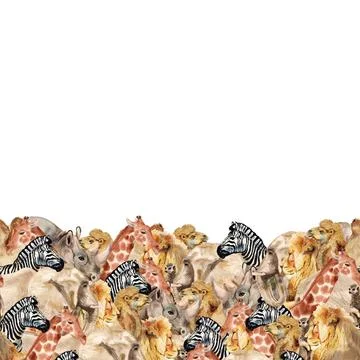 Bottom border with african animals Stock Illustration