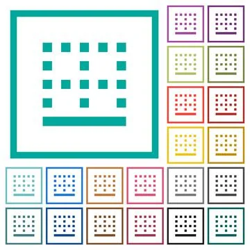 Bottom border flat color icons with quadrant frames イラスト素材