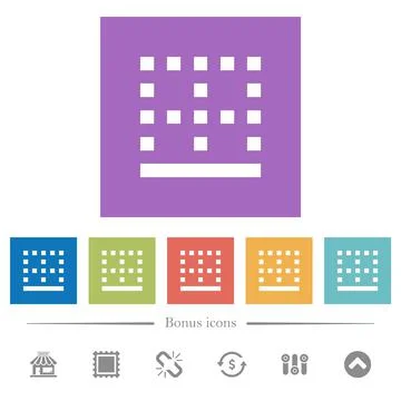 Bottom border flat white icons in square backgrounds Illustrazione stock