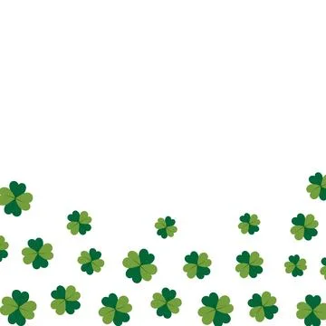 Bottom bounding box of clover lives with 4 petals in trendy green. Lettering or Stock Illustration