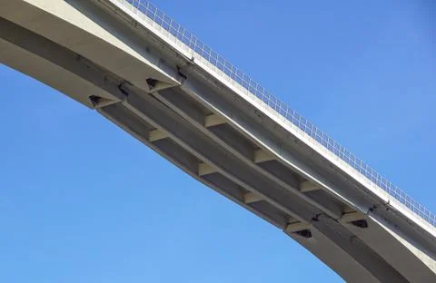 The bottom of bridge . cement structure viewed from below Stock Photos