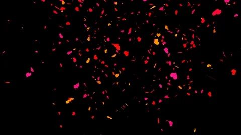 Bottom Center Heart Multi color Realistic colored Confetti Popper Explosions Stock Footage 88414347