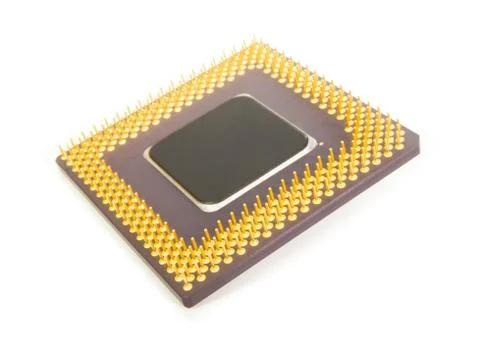 Bottom of a computer processor chip 스톡 사진