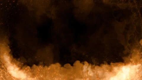 Bottom content frame of blazing clouds or smoke with sparks Stock Illustration