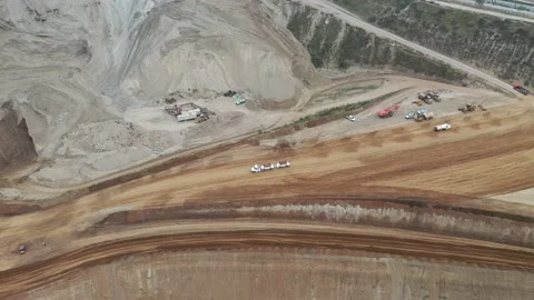 Bottom Dump Trailer (aka Belly Dump or Clam Dump) used in construction 動画素材 153808869