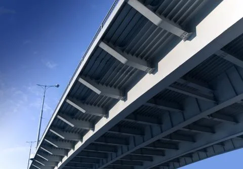 Bottom elements of modern metal bridge Stock Photos