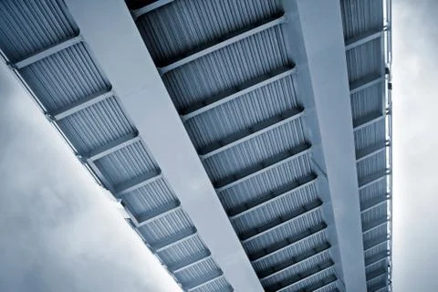 Bottom elements of modern metal bridge Stockfoto's