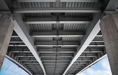 Bottom elements of modern metal bridge 写真素材