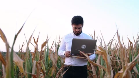 Bottom frame moving with a young businessman walking through the middle of a Video stock 140280598