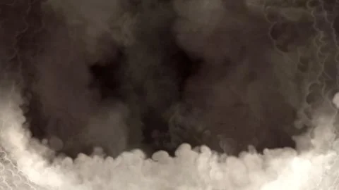 Bottom frame of thick grey smoke or clouds, isolated - object 3D illustration Stock-Illustration