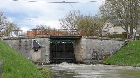 Bottom gate of the lock Stock Footage 88579061