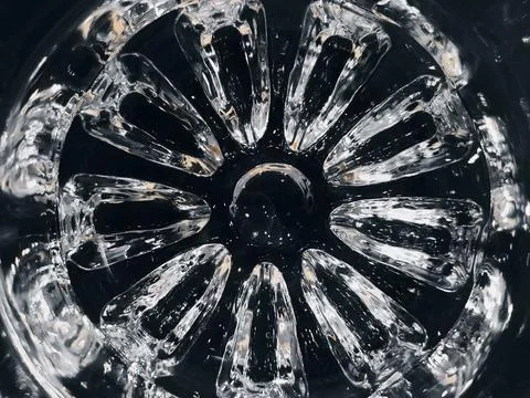 The bottom of the glass on a colored background. Transparency, clean. black Stock Photos