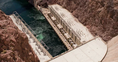Bottom of Hoover Dam generators 4k Video stock 39005569