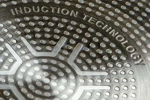 Bottom of induction cookware. Texture of a non-stick induction pan close-up Stock Photos
