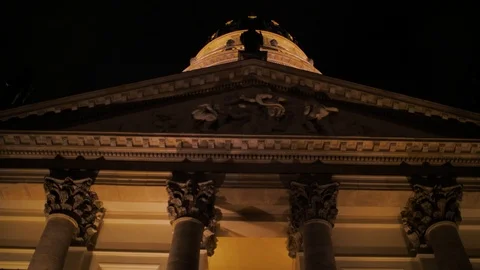 Bottom up of lighted building Stock Footage 125818325